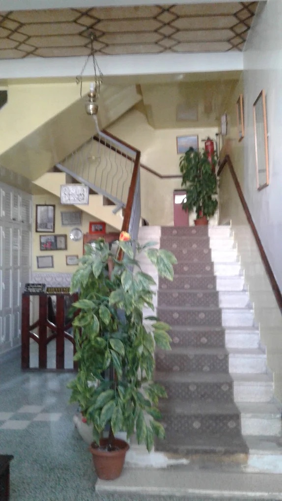 Hall d'entrée avec escalier et plantes